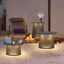 Table lumineuse cylindrique moderne 2-en-1 pour l'extérieur | Solaire, noir