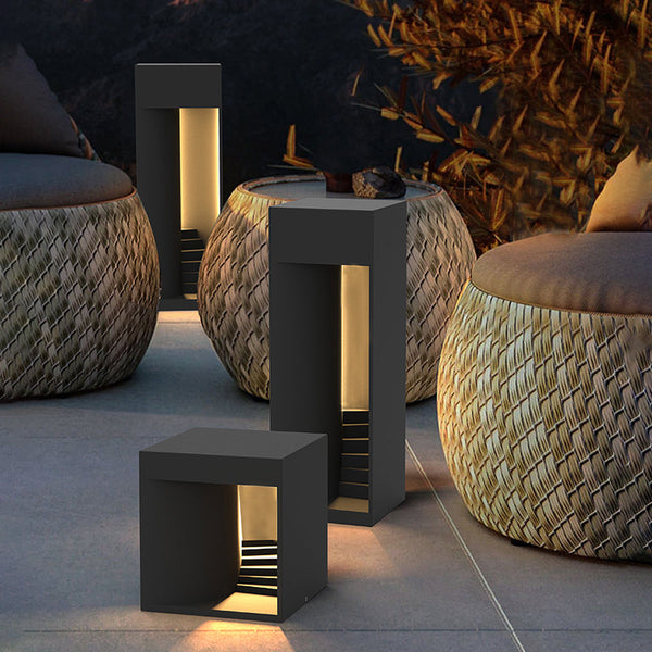 Outdoor solar floor lamp cube modern, Black