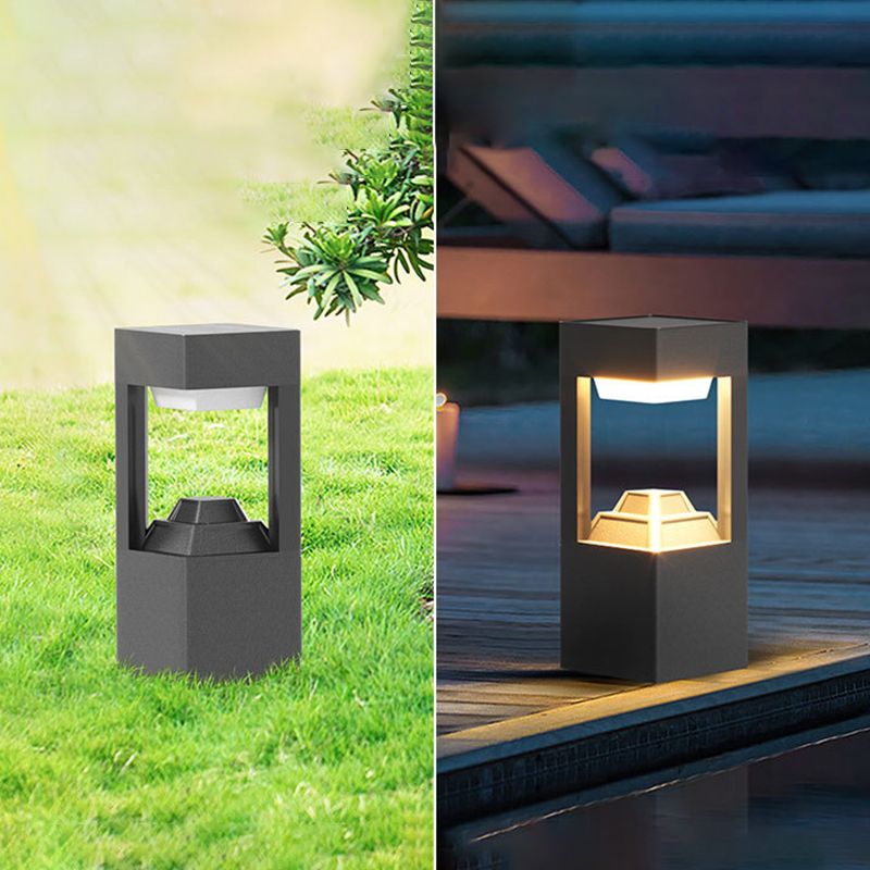 Outdoor Solar LED Terminal, Modern Square, Black