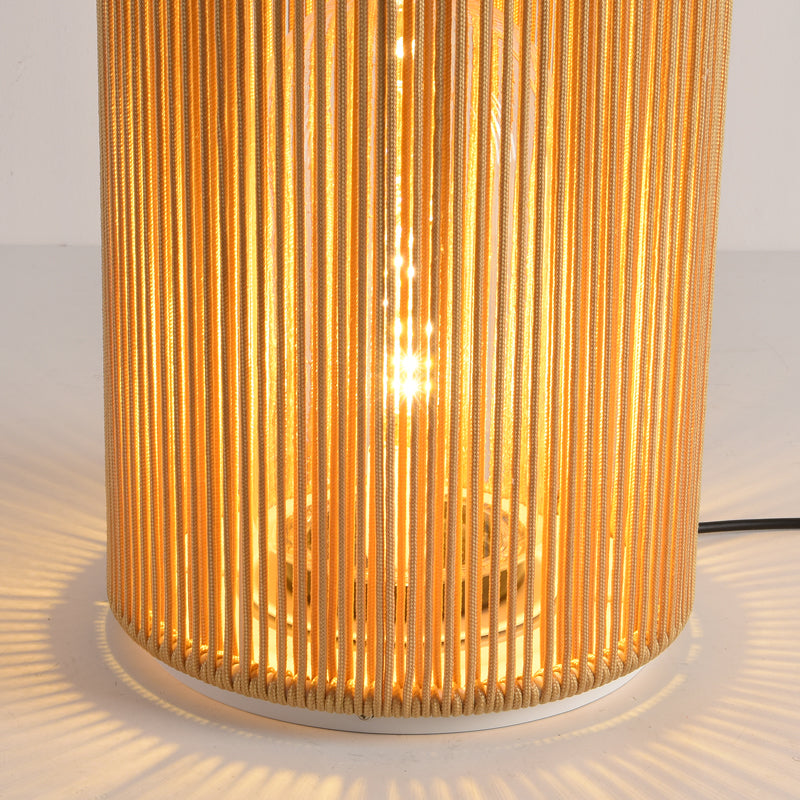 Outdoor Rattan Solar LED Lantern, Wood