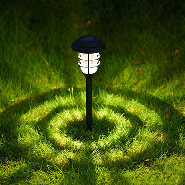 Modern outdoor solar LED picket cylinder, black