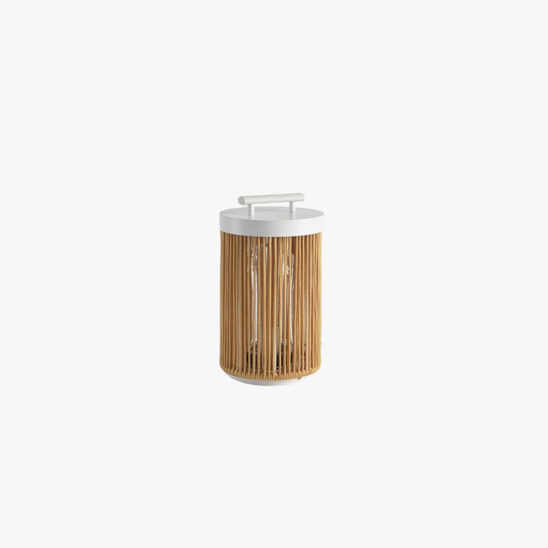 Outdoor Rattan Solar LED Lantern, Wood