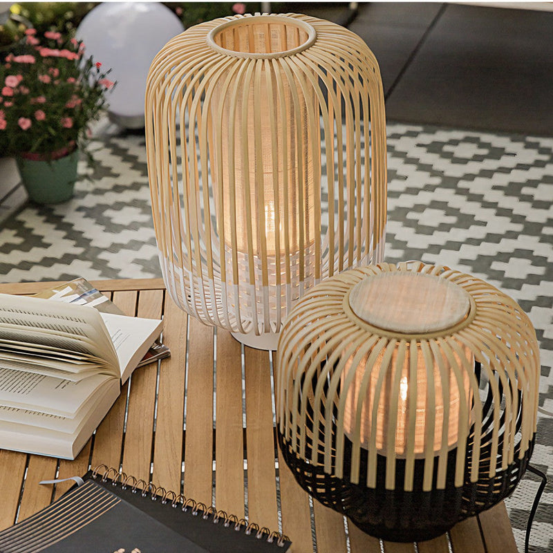 Bamboo LED outdoor lantern, Black/White